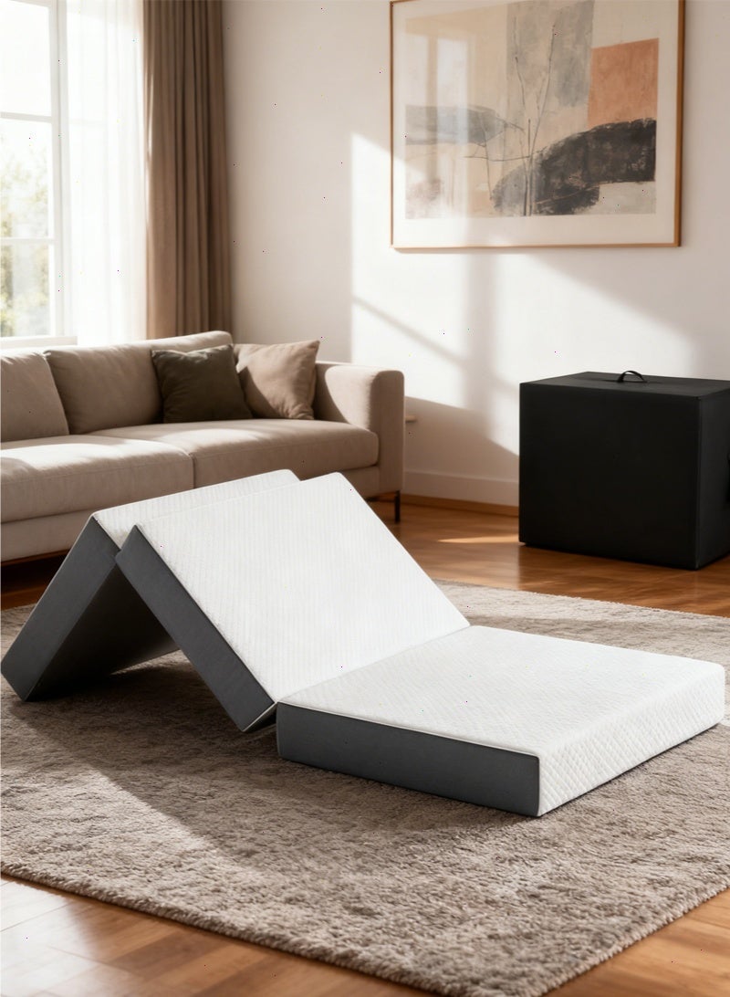 Single Bed Mattress – 3-Fold Foldable Mattress with Non-Slip Bottom, Portable Camping Mattress for Indoor Bedroom/Guest Room Use & Outdoor Camping Use, 197cm×96cm×9cm - Image 1